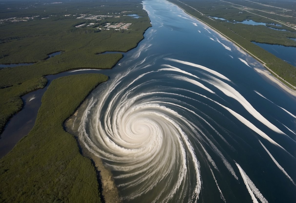 Aerial view of Hurricane Beryl with data collection technology in action