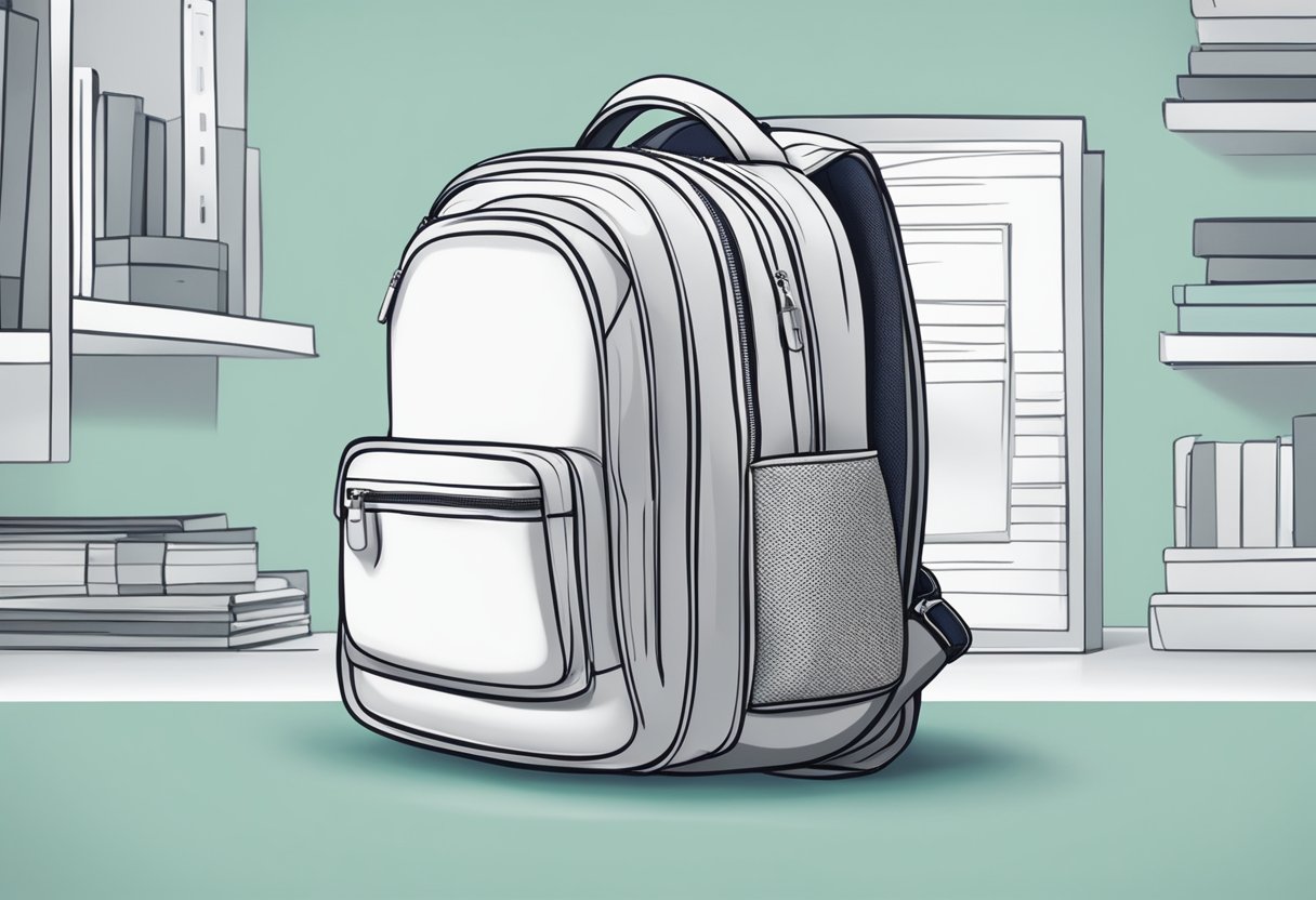 A child's backpack with a small, sleek tracking device hidden inside. The device is discreet and undetectable, blending seamlessly with the bag's design